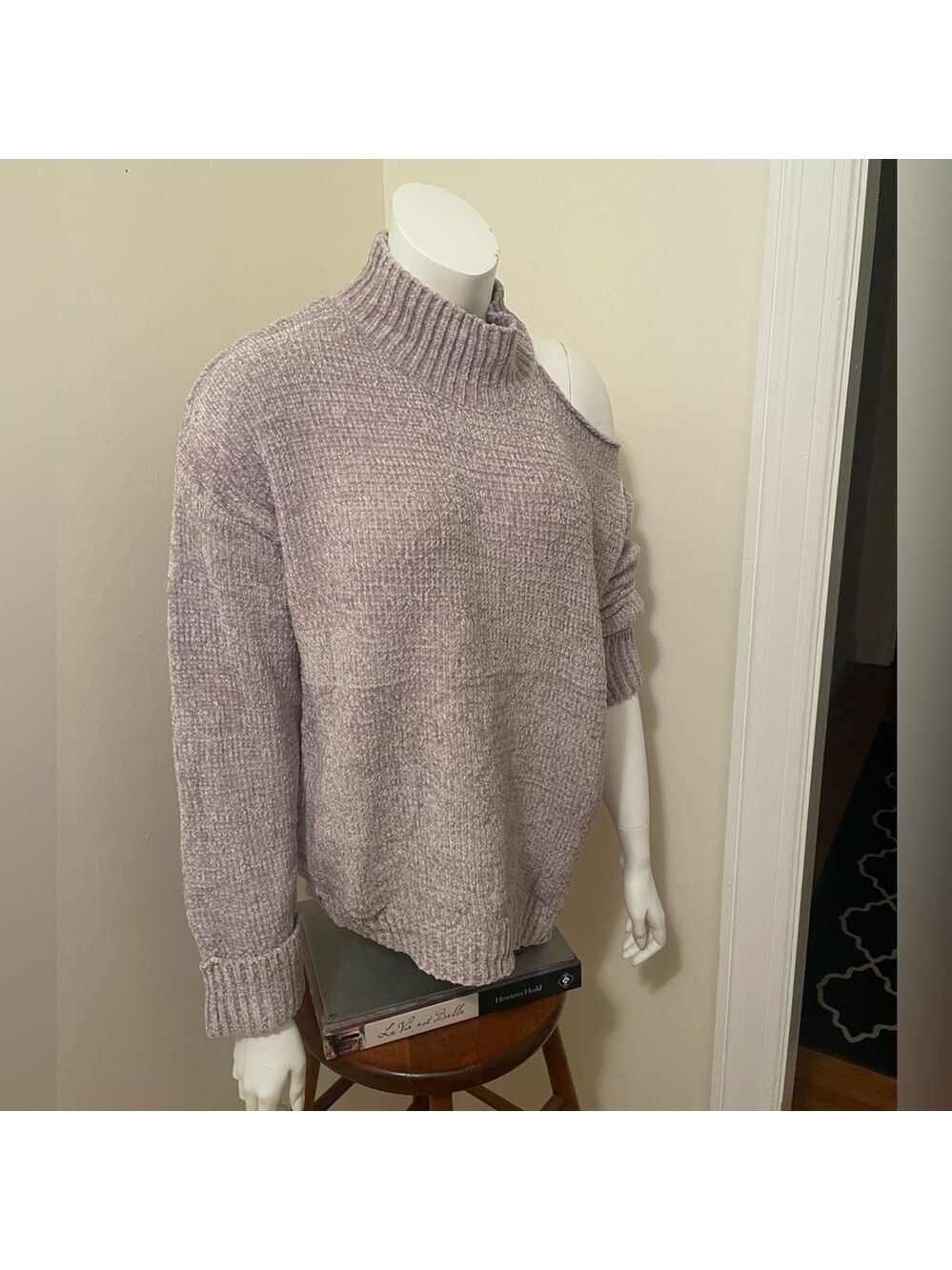 Mock Neck Open Shoulder Sweater - Picture 4 of 8
